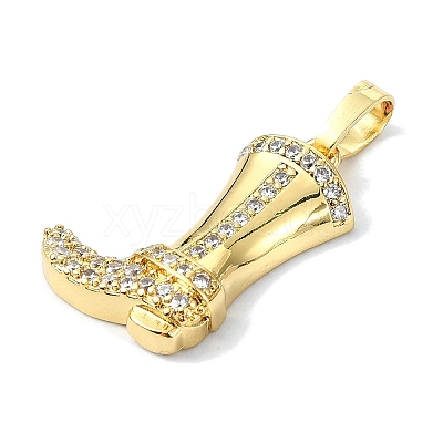 Rack Plating Brass Pave Cubic Zirconia Pendants KK-M282-41G-1