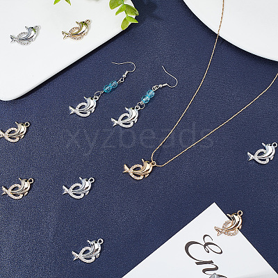 32Pcs 2 Colors Alloy Rhinestone Pendants FIND-AR0003-43-1