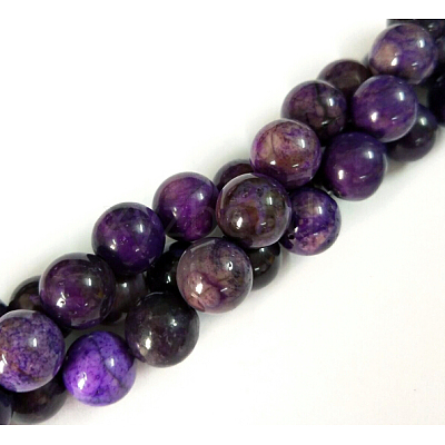 Natural Lepidolite/Purple Mica Stone Round Bead Strands G-L144-10mm-01-1