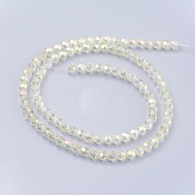 Faceted(32 Facets) Round Electroplate AB Color Plated Glass Beads Strands X-EGLA-D021-70-1
