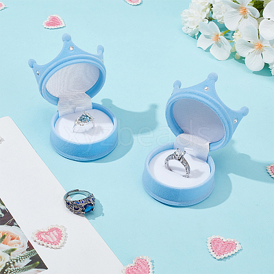2Pcs Velvet Rings Gift Storage Boxes AJEW-GO0002-24B-02-1