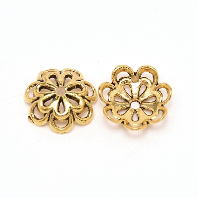 Multi-Petal Tibetan Style Alloy Bead Caps FIND-WH0100-34C-AG-1
