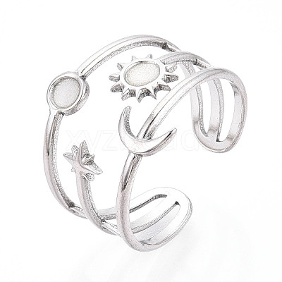 304 Stainless Steel Cuff Rings Components STAS-N113-03P-1