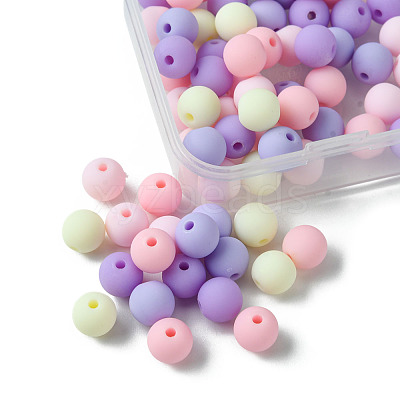 70Pcs Rubberized Style Acrylic Beads MACR-FS0001-71C-1
