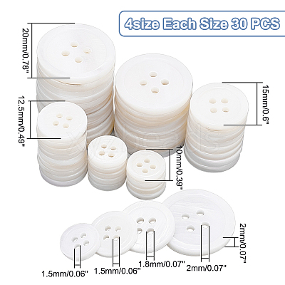 120Pcs 4 Style 4-Hole Natural Shell Buttons FIND-GA0003-28B-1