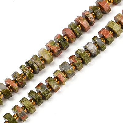 Natural Unakite Beads Strands G-F796-A07-01-1