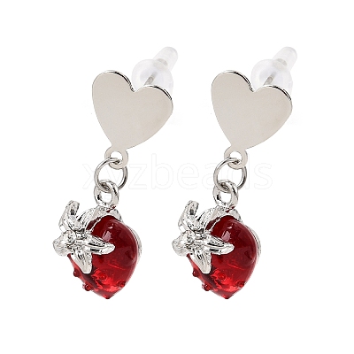 Alloy with Handmade Lampwork Stud Dangle Earrings LA-CBA71FC-01P-D-1