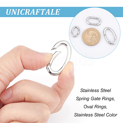 3Pcs 3 Styles 304 Stainless Steel Spring Gate Rings STAS-UN0040-93-1