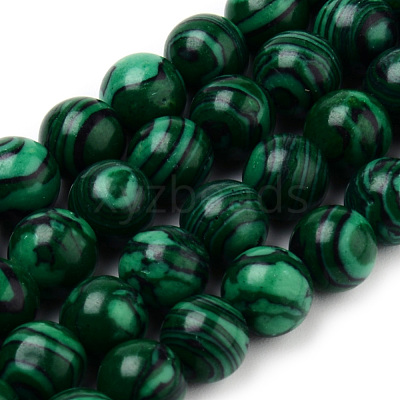 Synthetic Malachite Bead Strands G-Q462-57-4mm-1