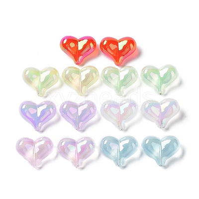 UV Plating Rainbow Iridescent Transparent Acrylic Beads MACR-D082-08-1