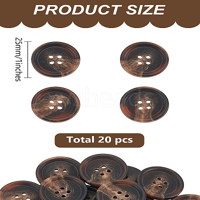 20Pcs Resin Buttons BUTT-LP0001-06-1