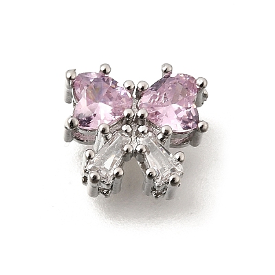Bowknot Brass Micro Pave Cubic Zirconia Beads KK-Z156-20P-03-1