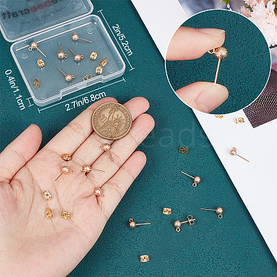 20Pcs Brass Ball Stud Earring Findings KK-BBC0007-13-1