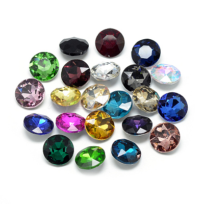 Pointed Back Glass Rhinestone Cabochons RGLA-T029-12mm-1