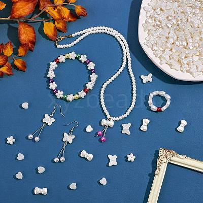 300Pcs 4 Style ABS Plastic Imitation Pearl Beads KY-SZ0001-40-1