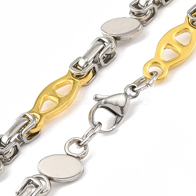 201 Stainless Steel Rhombus Links Chain Necklace NJEW-F22-39H-GP-1