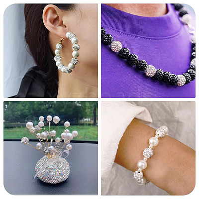 120Pcs 6 Styles Rhinestone Pave Disco Ball Beads RB-TA0001-14-1