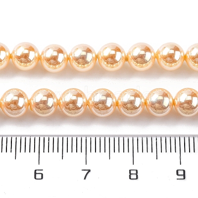 UV Plating Pearlized Glass Pearl Beads Strands GLAA-F128-01A-T6-1