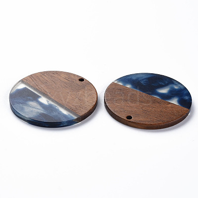 Transparent Resin & Walnut Wood Pendants RESI-T035-35C-1
