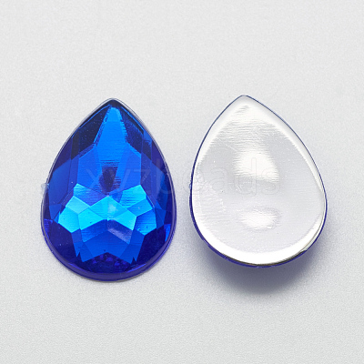 Acrylic Rhinestone Flat Back Cabochons X-GACR-Q010-10x14-03-1