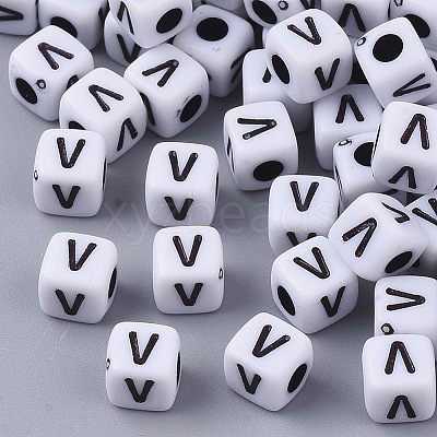 White Opaque Acrylic Beads X-MACR-R869-02V-1