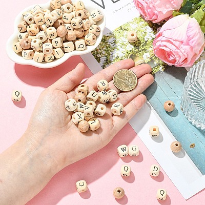 310Pcs 27 Styles Printed Natural Wood Beads WOOD-YW0001-84-1