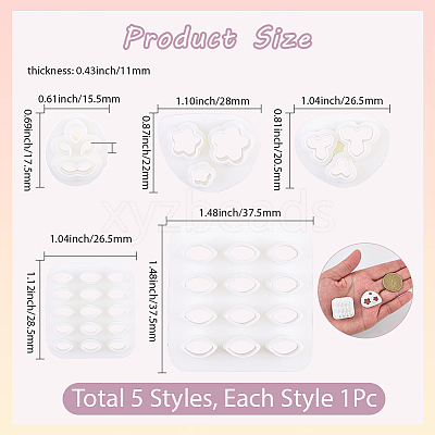 5Pcs 5 Styles Plastic Clay Pressed Molds DIY-SC0031-03-1