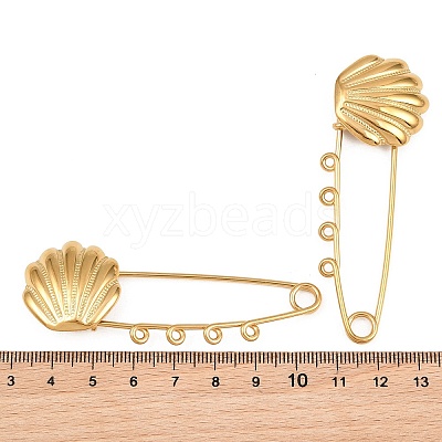 Shell Shape 304 Stainless Steel Safety Pins Brooch Findings SA-CBA098D-16F-G04-1