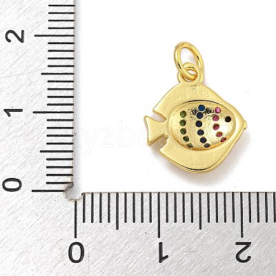 Rack Plating Brass Micro Pave Cubic Zirconia Charms KK-I718-03G-C-1