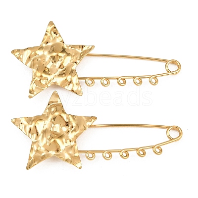 Textured Starfish 304 Stainless Steel Safety Pins Brooch Findings SA-CBA098D-16G-G05-1