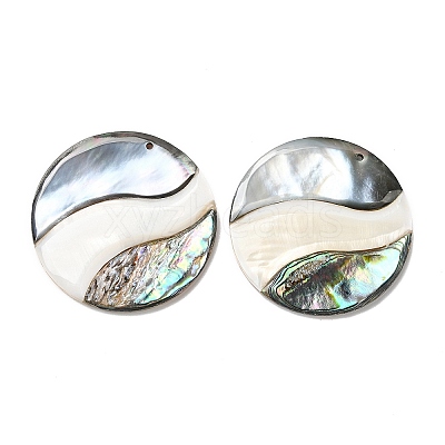 Natural Freshwater Shell & Black Lip Shell & Paua Shell Pendants SHEL-F007-08-1