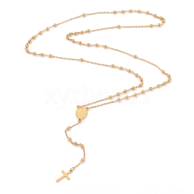 304 Stainless Steel Rosary Bead Necklaces For Religion X-STAS-B021-02G-1