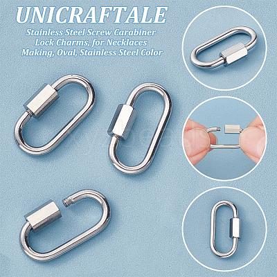 10Pcs 304 Stainless Steel Screw Carabiner Lock Charms STAS-UN0058-40P-1