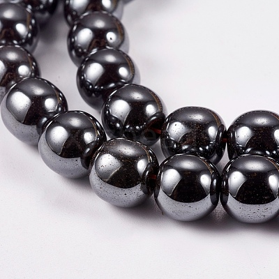 Non-Magnetic Synthetic Hematite Beads Strands G-H1624-8mm-1-1