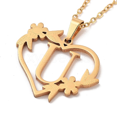 PVD Vacuum Plating 201 Stainless Steel Pendant Necklaces NJEW-R267-02U-G-1