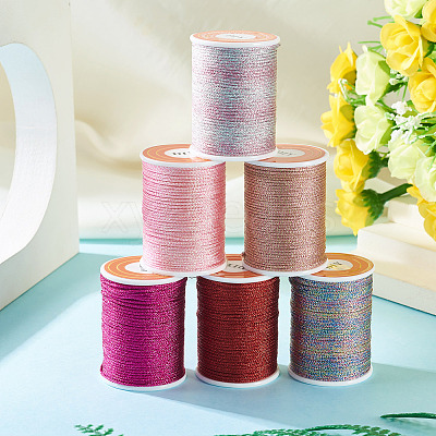 6Rolls 6 Colors Polyester Metallic Thread OCOR-TA0002-82A-1