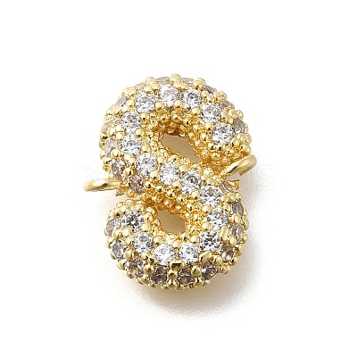Brass Micro Pave Cubic Zirconia Letter Links KK-I717-04S-1