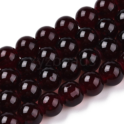Baking Paint Imitation Jade Glass Round Bead Strands X1-DGLA-Q021-8mm-48-1