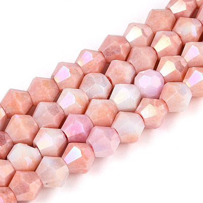 Anti-Tarnish Electroplate Bicone Glass Beads Strands EGLA-T021-6mm-16-04-1