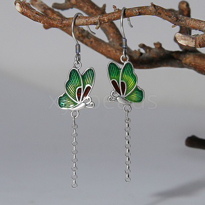 Alloy Enamel Butterfly Dangle Earrings for Women WG8FBC4-01-1