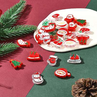 24Pcs 12 Styles Christmas Decorations Theme Opaque Acrylic Bead with Enamel FIND-FS0002-66-1