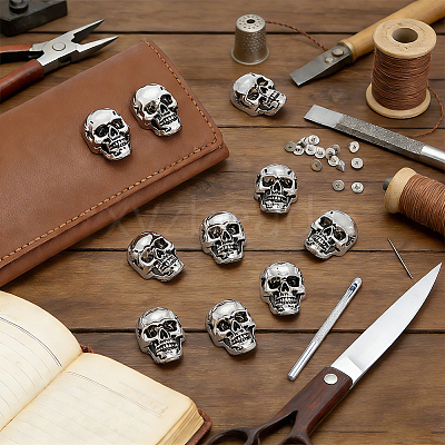16 Bags Tibetan Style Skull Alloy Decorative Rivets DIY-DR0007-75AS-1