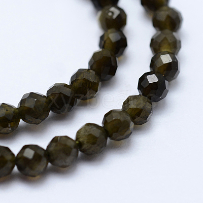Natural Golden Sheen Obsidian Beads Strands G-J369-16-3mm-1
