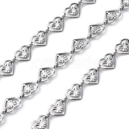 304 Stainless Steel Heart Link Chains CHS-B006-11P-1