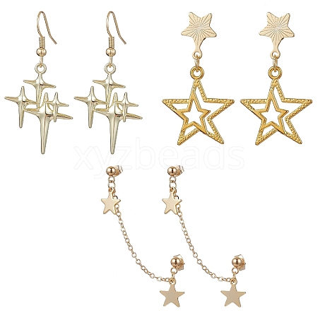 Star Brass Earrings EJEW-JE06114-1