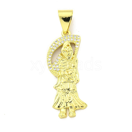 Rack Plating Brass Micro Pave Clear Cubic Zirconia Pendants KK-B091-30G-02-1