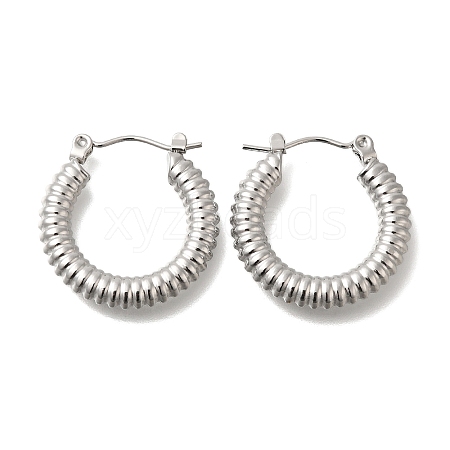 304 Stainless Steel Stripe Ring Hoop Earrings for Women EJEW-S227-71P-1