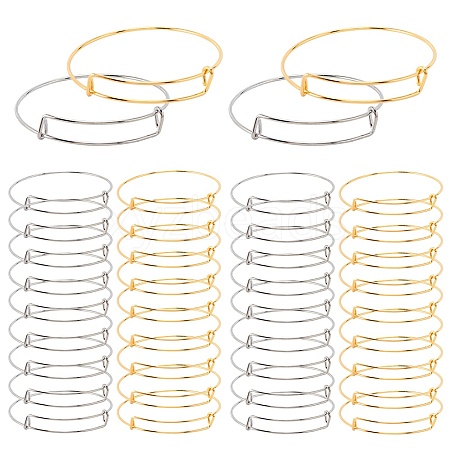 40Pcs 2 Colors Adjustable Iron Expandable Bangle Making BJEW-SP0001-01-1