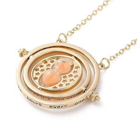 Rotated Hourglass Flat Round Alloy Pendant Necklaces for Women NJEW-G131-01B-1