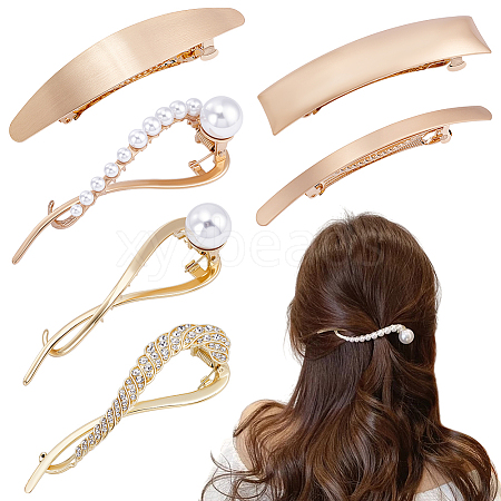 6Pcs 6 Styles Alloy Plating Hair Barrettes & Hair Clip PHAR-WR0001-02-1